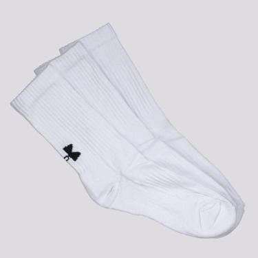 Imagem de Kit Meia Under Armour Tripack Core Crew 3 Pares Branca, M