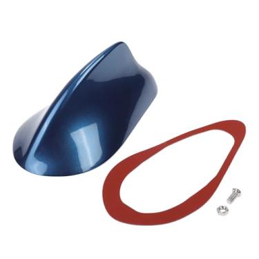 Imagem de Partuto 1 peça capa de antena universal frontal de tubarão antena de sinalização de teto para carro, SUV, caminhão, off-road, material ABS com base adesiva, azul escuro