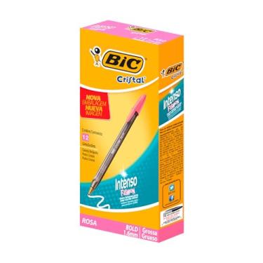 Imagem de Caneta Esferográfica 1.6mm, BIC, Cristal Intenso Fashion, Rosa, 12 Unidades
