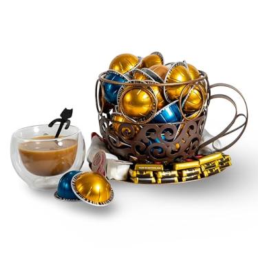 Imagem de Made Easy Kit Organizador de cápsulas de café compatível com Nespresso Vertuo e Original – Suporte de escultura de bancada estilo cesta para café, estação de canto, área de descanso para escritório