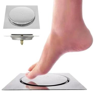 Imagem de Ralo Inteligente Click Pop Up 15x15 Cm De Aço Inox Para Banheiros Anti