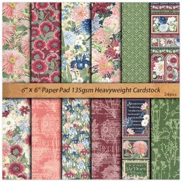 Imagem de Bloco de papel para scrapbook, 6 × 6 papel de artesanato decopodge de um lado, papel de cartolina, scrapbooking, decoração faça você mesmo, material para fazer cartões, 24 folhas