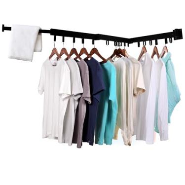 Imagem de Estante de secagem de roupas de parede para organização de lavanderia, secador de cabide interno dobrável e dobrável, organizador de roupas dobrável resistente, aço preto, capacidade de 99,8 kg