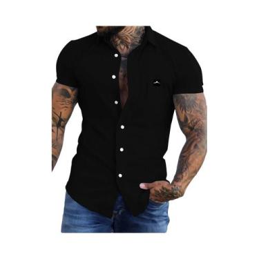 Imagem de Cardigan Masculino Verão - Manga Curta, Casual e Estiloso, BR-G, Preto