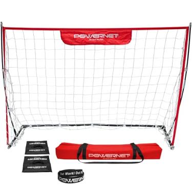 Imagem de PowerNet Gol De Futebol Portátil, Rede Dobrável Com Postes Fibra Vidro, Equipamento Treinamento Retrátil, 1 E Bolsa Armazenamento Zíper (6 X 4 Pés)