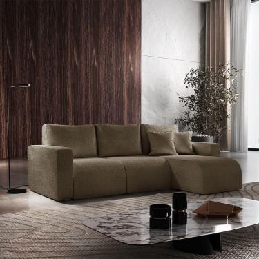 Imagem de Sofá Living 90cm + 90cm Com Chaise Direito Meu Sofá Online B016 Veludo Marrom