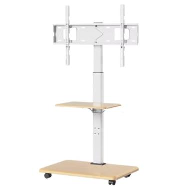 Imagem de Suportes de televisão Suporte de TV Suporte de TV com rodinhas Carrinho de TV móvel sobre rodas para TVs de tela plana de 93 a 75 cm, altura do suporte de piso de TV ajustável com prateleira Suporte