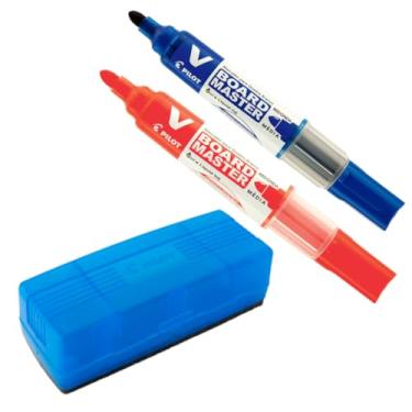 Imagem de Apagador Para Quadro Branco Pilot + 2 Pinceis Board Master Recarregavel (Azul - Vermelho)