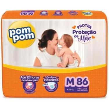 Imagem de Fralda Descartável Bebê Pom Pom Derma Protek Proteção De Mãe 4 a 9KG T