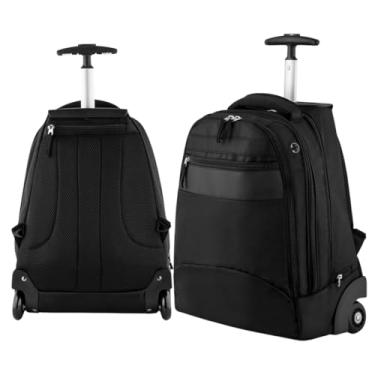 Imagem de Mochila Executiva com Rodinhas e Alça – Compartimento para Notebook, Haste em Alumínio, Couro Sintético – Ideal para Trabalho e Viagem Curta