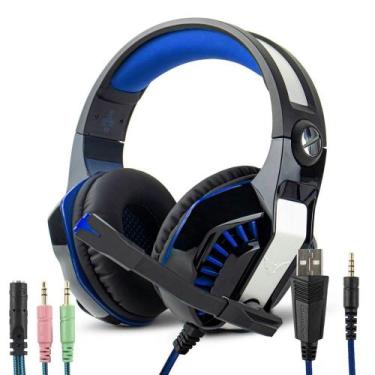 Imagem de Headset Gamer Surround LED com Microfone Retrátil Cabo P3 + Adaptador 