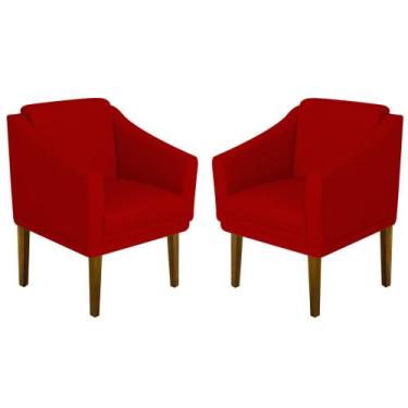 Imagem de Kit 02 Poltrona Decorativa Gran Diego - Dritex, Suede Vermelho