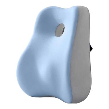 Imagem de Ysyqkn Almofada para cadeira com encosto baixo, encosto macio, apoio lombar confortável para ficar sentado por muito tempo em casa, Azul