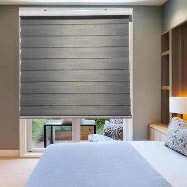 Imagem de Persiana Rolo Duplo Bandô Sunny Cinza 160 (L) x 160 (A) Cortina Zebra 