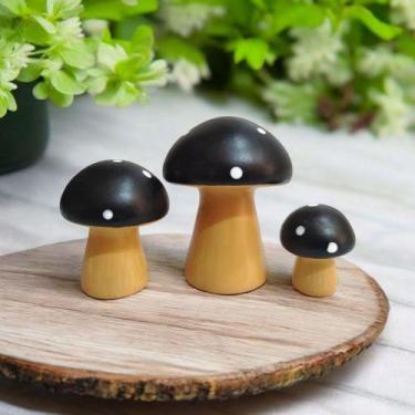 Imagem de Miniatura Trio Cogumelo Preto Decoracao Halloween Ceramica - Decore Ca