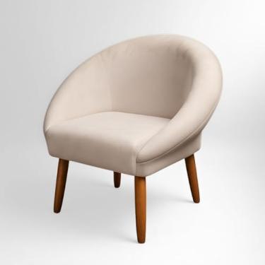 Imagem de Poltrona Cadeira Decorativa para Sala de Espera Moderna Resistente Escritório Pés Palito MOBLAN decor (Bege)