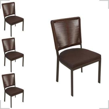 Imagem de Jogo 4 Cadeiras De Alumínio Corda Sintética Assento 50cm Alt - Alumini