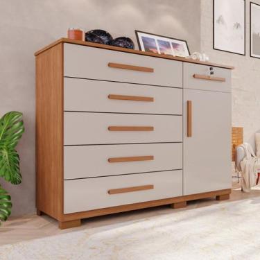 Imagem de Cômoda para Quarto 1 Portas 6 Gavetas Jade Expresso Móveis - Espresso 