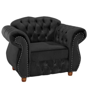 Imagem de Poltrona Chesterfield Merlô Via Encanto Veludo Preto
