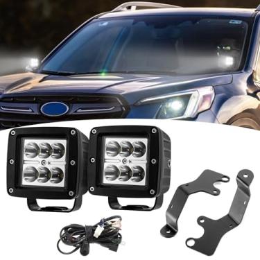 Imagem de Wsays 2 Peças De 24 W Led Pods Luz E Suporte Montagem Dobradiça Para Capô Vala Com Kit Fiação Compatível Subaru Forester Outback 2019-2025