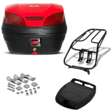 Imagem de Baú 30 Litros Pro Tork + Bagageiro Sansão Motos, VERMELHO, TITAN 125 2