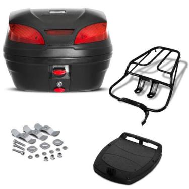 Imagem de Baú 30 Litros Pro Tork + Bagageiro Sansão Motos, PRETO, TITAN 150 SPOR
