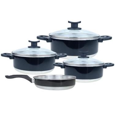 Imagem de Jogo de Panelas de Alumínio com 3 Caçarolas 22, 20 e 18cm e 1 Frigidei