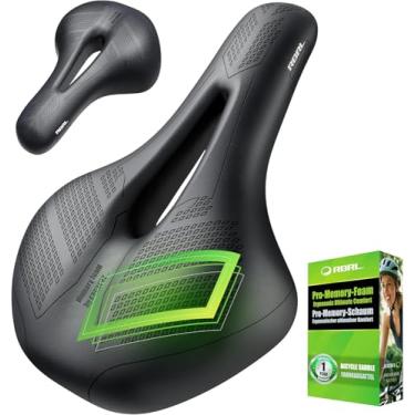 Imagem de RBRL Assento de bicicleta – confortável, ampla almofada de espuma Pro-Memory com dupla absorção de choque, selim de bicicleta impermeável, assento de bicicleta ergométrica para BMX, MTB e estrada