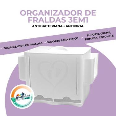 Imagem de Organizador de Fraldas Bebê Porta Fralda 3 em 1 Lenço Umedecido Pomada