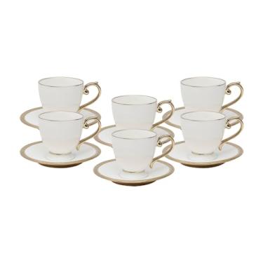 Imagem de WOLFF - Conjunto 6 Xícaras de Chá de Porcelana com Pires Paddy Branco 200ml