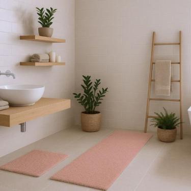 Imagem de Kit Tapete Bolinha 100x50cm e Tapete Bolinha 58x38cm - Rozac, Rose