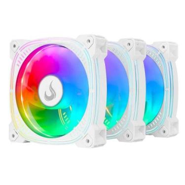 Imagem de Kit 3 Fans Gamer Rise Mode Aura Frost Pro ARGB, Branco, RM-CF-02-ARGB