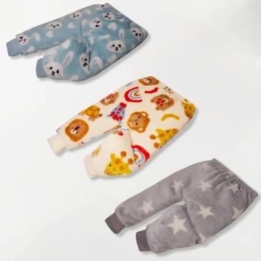 Imagem de Kit 3 Peças Calça Mijão Bebe Fleece Frio Inverno Macio 0 a 3 Menino Me