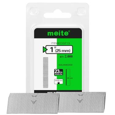 Imagem de meite Pregos de calibre 23, pinos micro sem cabeça de 2,5 cm - Pregos galvanizados 23GA para pistola de pregos, ideal para marcenaria fina e trabalho de acabamento (2.000 unidades)