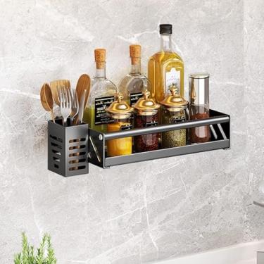 Imagem de Prateleira De Aço Inoxidável Da Especiaria Da Versão Mais Larga Fixada Na Parede, Prateleira Da Parede Da Cozinha Da Economia Do Espaço, Com A Cremalheira Da Cutelaria Multiuso A, 40cm