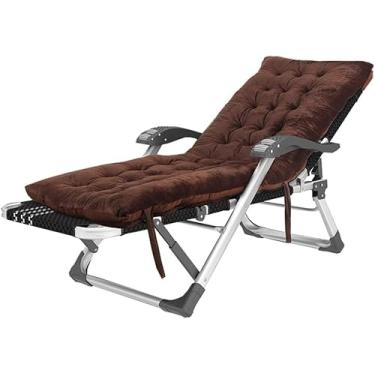 Imagem de Espreguiçadeiras Reclináveis Ao Ar Livre Dobráveis Chaise Lounge Jardim Pátio Com Almofada Ajustável Em 15 Posições Espreguiçadeira Deck, A