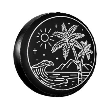 Imagem de LOJAOGON The Livin Dream Beach Capa de pneu sobressalente protetores de roda à prova de poeira capa de pneu para trailer, trailer, areia muitos veículos 43.2 cm