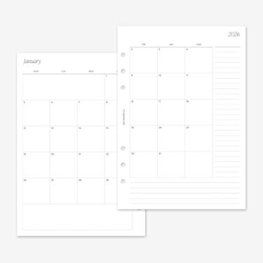 Imagem de MAY PAPER CO. Recarga mensal 2026 A5 com agenda de anotações, agenda mensal em duas páginas para A5 Filofax e LV GM Agenda de 6 anéis 14 x 21 cm (meses contínuos, início de segunda-feira)