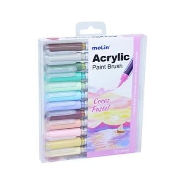 Imagem de Caneta Acrylic Paint Brush com 12 Cores - Molin, Cores Claras