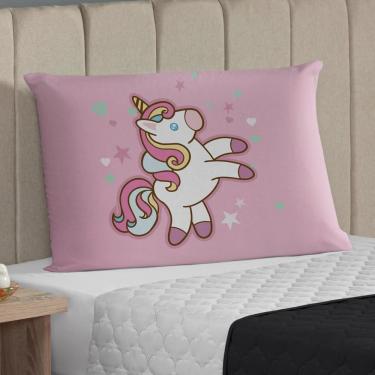 Imagem de Fronha 70Cm X 50Cm Avulsa Capa Para Travesseiro Unicórnio 2