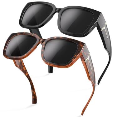 Imagem de kunqun Óculos de sol femininos – Óculos de sol polarizados femininos superdimensionados para proteção UV para dirigir, Zblackleopard-z1, One Size