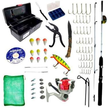 Imagem de Kit Pesca Material Pescaria Vara Molinete Caixa Acessórios - Sekyped