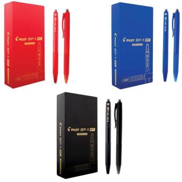Imagem de Caneta Retratil Emborrachada Bp1 Rt Kit 3 Caixas Preto Vermelho Azul 3