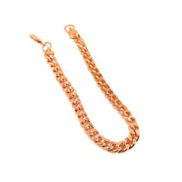 Imagem de SHINDE EXPORTS Pulseira masculina de cobre com corrente de elos puros 21 cm Design 3