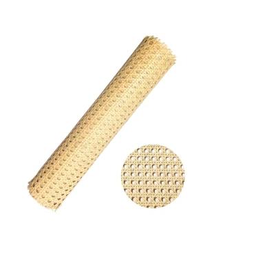 Imagem de 1 rolo de material de rolo de vime de plástico, 35,5 cm x 9,9 t rolo de correias de cana, tecido aberto de vime para móveis, cadeiras, cestas, armários de reparo, suprimentos
