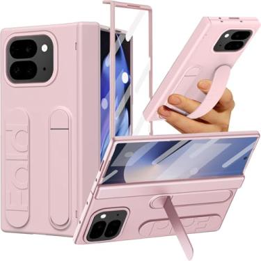 Imagem de NINKI Pulseira para celular Google Pixel 10 Pro Fold com protetor de tela e alça de dedo, linda capa protetora de dobradiça fina com alça para Google Pixel Fold 10 Pro com suporte, mulheres, meninas