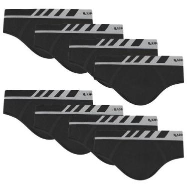 Imagem de Cueca Masculina Slip Lupo Microfibra Kit Com 8 Sem Costura, Preto, M