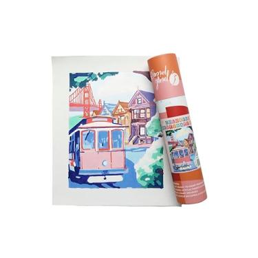 Imagem de Pink Picasso Kits de pintura moderna de meados do século por número para todas as idades | DIY Color by Numbers Kit de pintura acrílica em tela para iniciantes kits de pintura como visto em tanque de