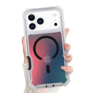 Imagem de Bonoma Capa Pro 2025, traseira iridescente, suporte magnético para capa MagSafe à prova de choque, proteção de alta qualidade de cristal e canto para meninas e mulheres - preta