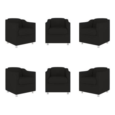Imagem de Kit 06 Poltronas Sala De Espera Suede Cor:preto